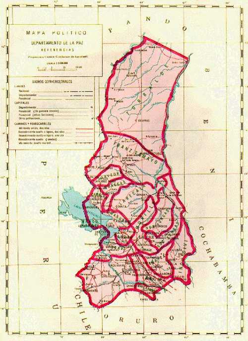 Mapa del Departmento de La Paz, Bolivia