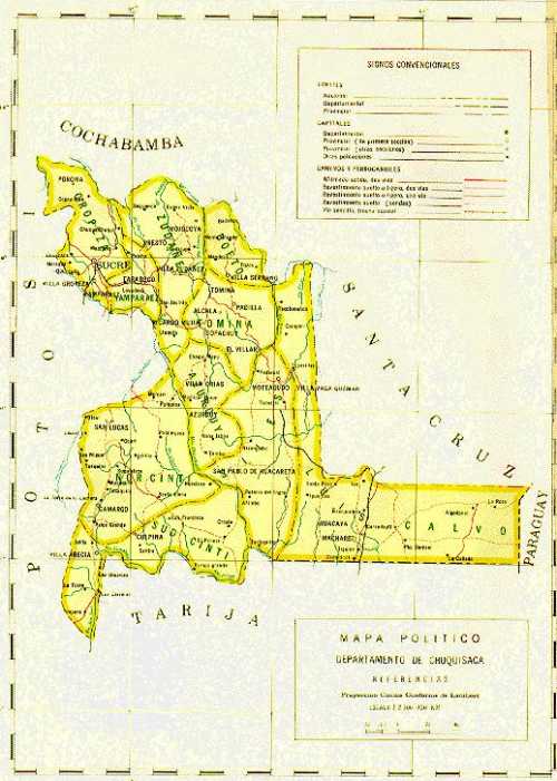 Mapa Politico de Chuquisaca, Bolivia