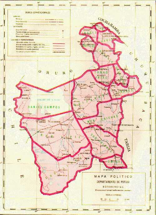 Political Map of Potosi, Bolivia